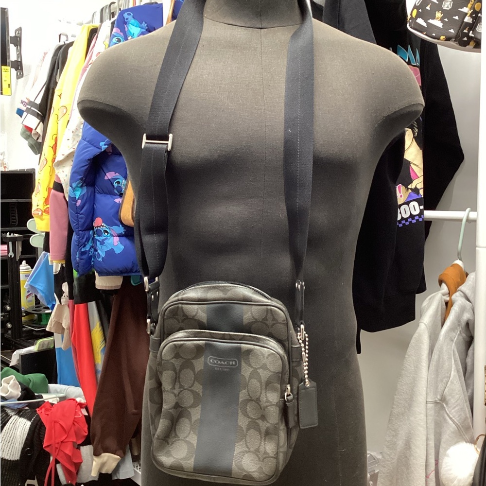 Coach Black and Gray Messenger Bag with Modern Design